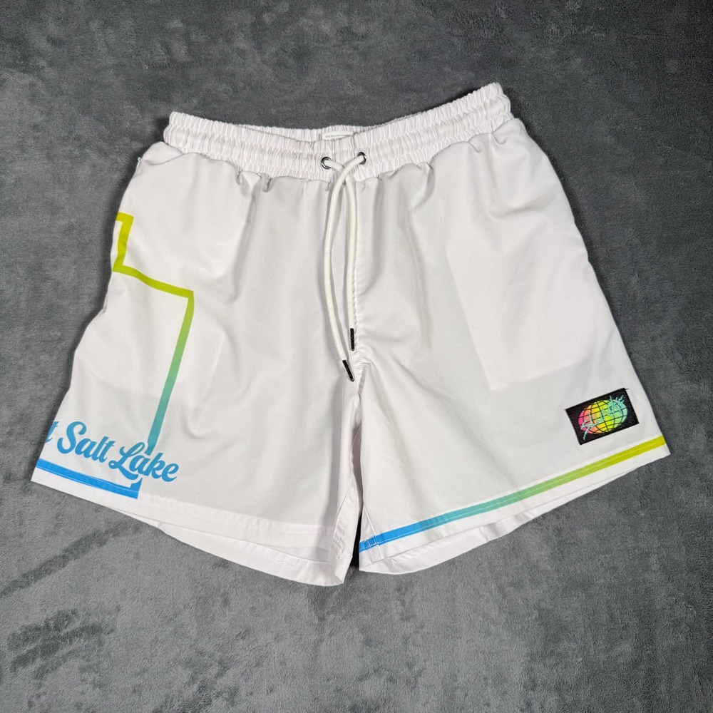 Slunks Shorts Men's Small Great Salt Lake Club GSL White Athletic Volleyball